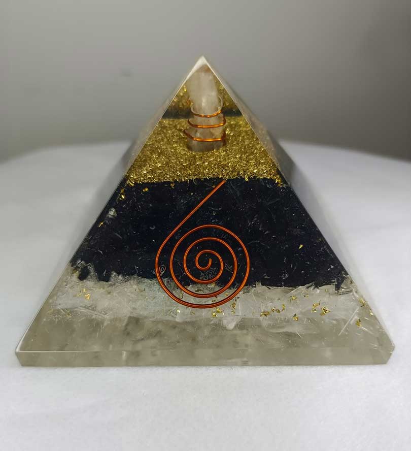 Black Tourmaline with selenite Orgonite