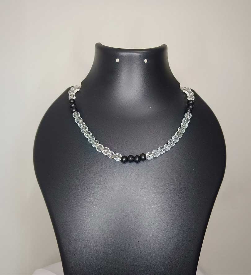 Clear Quartz With Black Ebony Short Chain