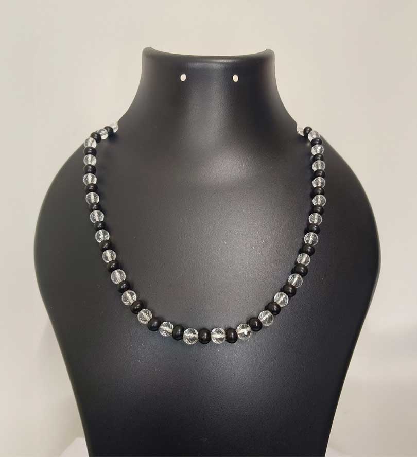 Clear Quartz With Black Ebony Short Chain