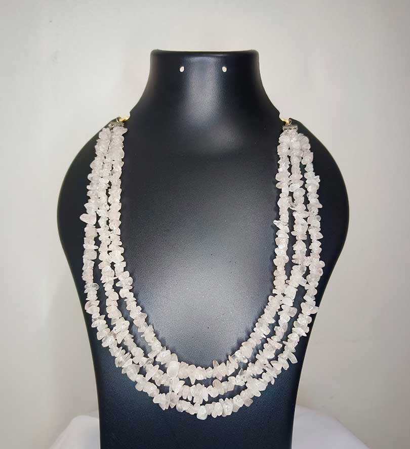Rose Quartz Chips Chain Short Chain
