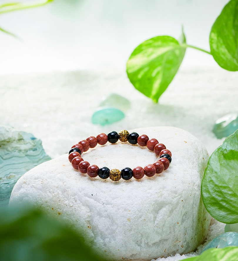 Sun Stone & Black Tourmaline Bracelet