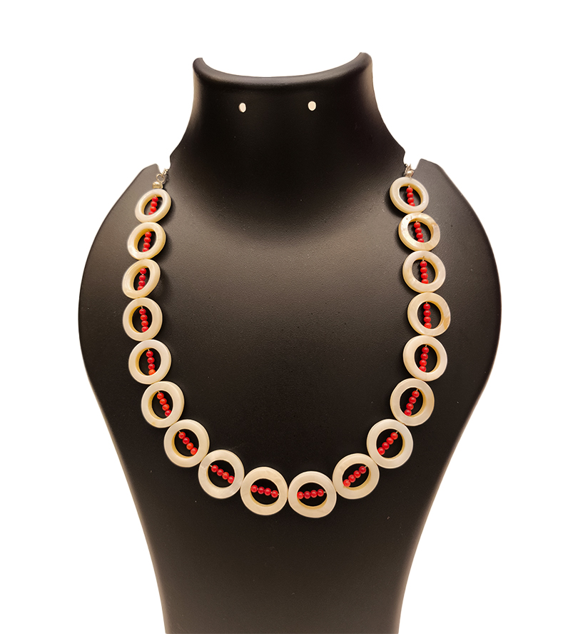 Mother of Pearl & Coral crystal Chain